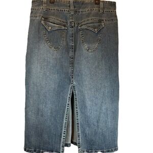 Plus Size 18W Denim Pencil Skirt Stretch Back Slit Dark Wash Office Work Casual